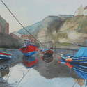 No.22. Boats, Staithes Beck. Acrylic. 2012. 360x250mm