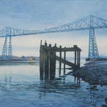 018 Transporter Bridge, August Morning..  Acrylic.  2011.  360mmx250mm